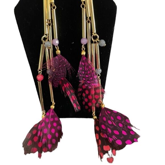 Susan Suell Curiosity Feather handmade spotty colourful feathers Post Earrings - Picture 2 of 7